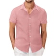 thumbnail image 3 of Sentmoon Mens Short Sleeve Shirts Plus Size Loose Turndown Collar Mens Dressy Tops Button up Solid Color Clothing Streetwear for Running & Gym Workout S, 3 of 7