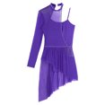 thumbnail image 6 of TiaoBug Women's Lyrical Ballet Contemporary Dance Ice Skating Asymmetrical Dress Purple M, 6 of 7