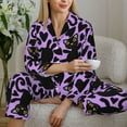 thumbnail image 6 of Honeii Cartoon Black Cats print Women's Pajama Sets Long Sleeve Button Down Sleepwear Nightwear Soft Pjs Lounge Sets-, 6 of 7