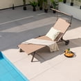 thumbnail image 2 of Topbuy Outdoor Chaise Lounge Chair Mobile Tanning Chair w/ 6 Reclining Positions Adjustable Canopy Shade Cup Holder & Wheels, 2 of 8