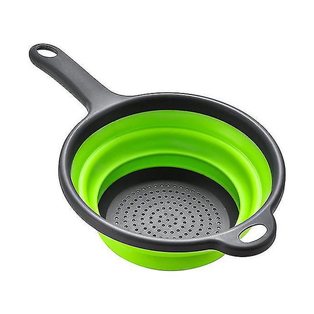 Cesta de drenaje redonda plegable con mango, escurridor de cocina, cesta telescópica para frutas, juego de cesta para lavar verduras