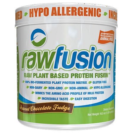 Vegan Fudge - RawFusion Plant-Based Protein Powder, Peanut Chocolate Fudge, 1 Lb 15 Servings