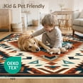thumbnail image 4 of ODIKA Aztec Southwestern Geometric Border Motif Stripe Stepped Motifs Non-Slip Flatwoven for Living Room, Under Sectional, Family, 4 of 7