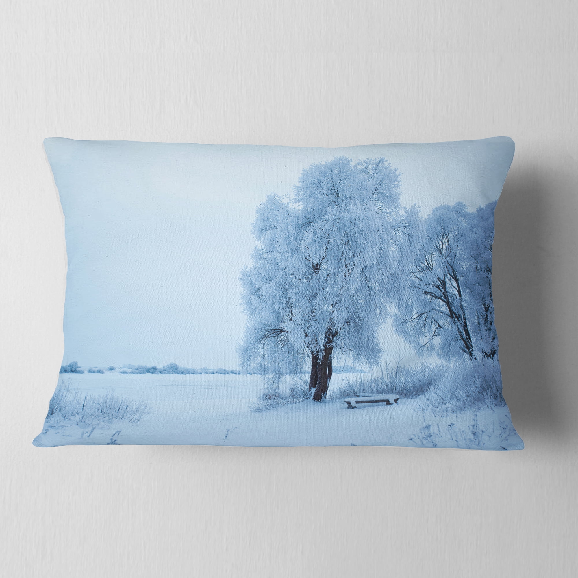 Designart Foggy Yuriev Monastery - Landscape Printed Throw Pillow - 12x20