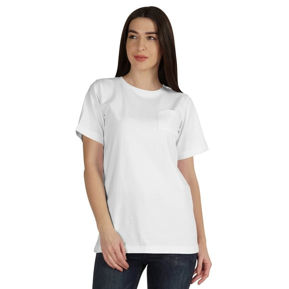 Inkmeso Plain Basic T-shirt With Patch Pocket Crew Neck Long Tee Top For Women
