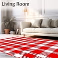 thumbnail image 2 of ODIKA 4'x6' Machine Washable Non-Slip Area Rug, Nordic Yuletide Checkered Seasonal Statement High Traffic Rug, Red, 508449, 2 of 7