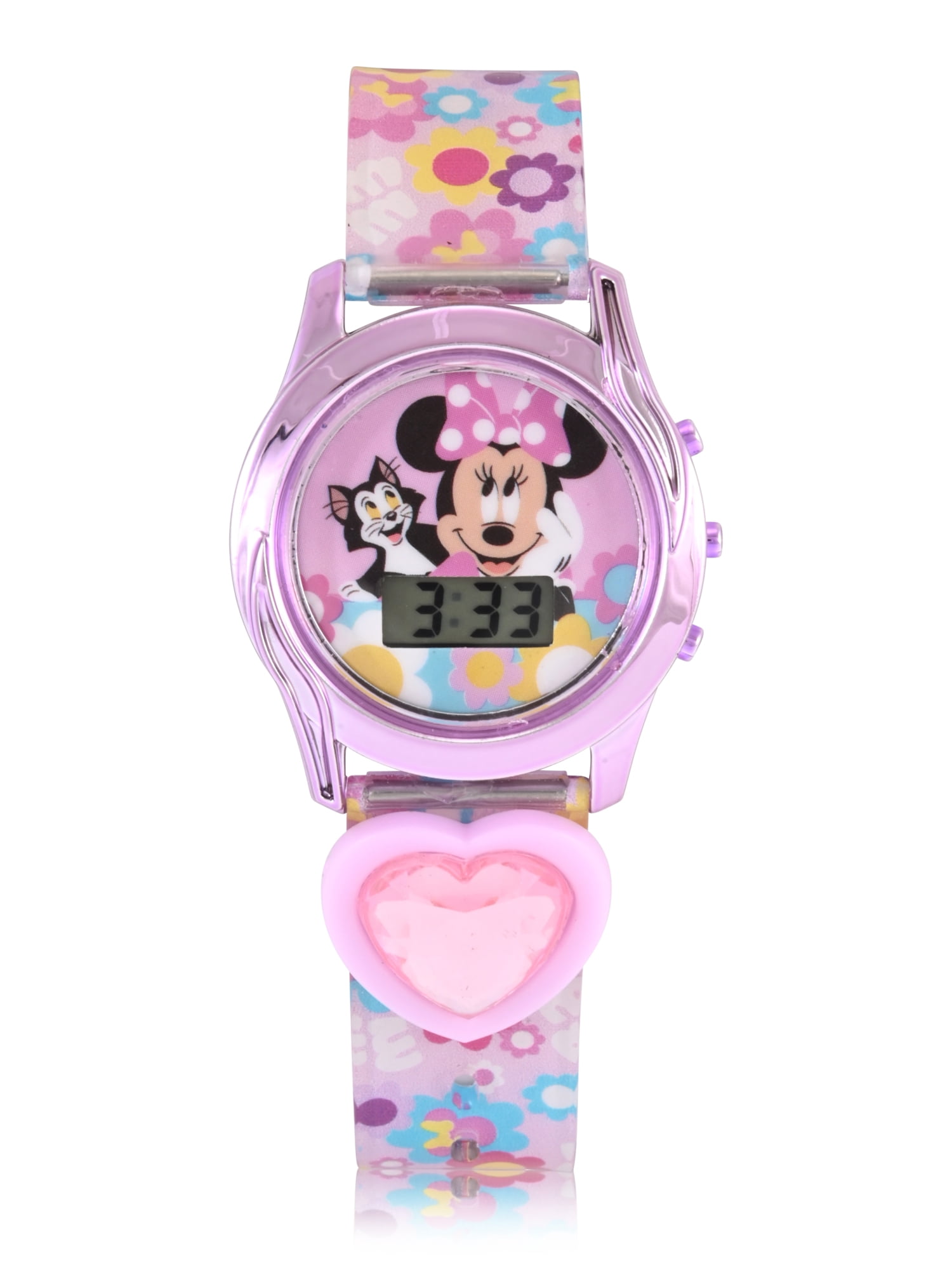 Disney Minnie Mouse Female Child Pink and Purple LCD Watch 