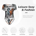 thumbnail image 6 of Daiia Four Running Horses print Women's Crew Neck Short Sleeve Bodysuit Fashion Tops Fit Casual Basic Extender Bodysuit-XX-Large, 6 of 9