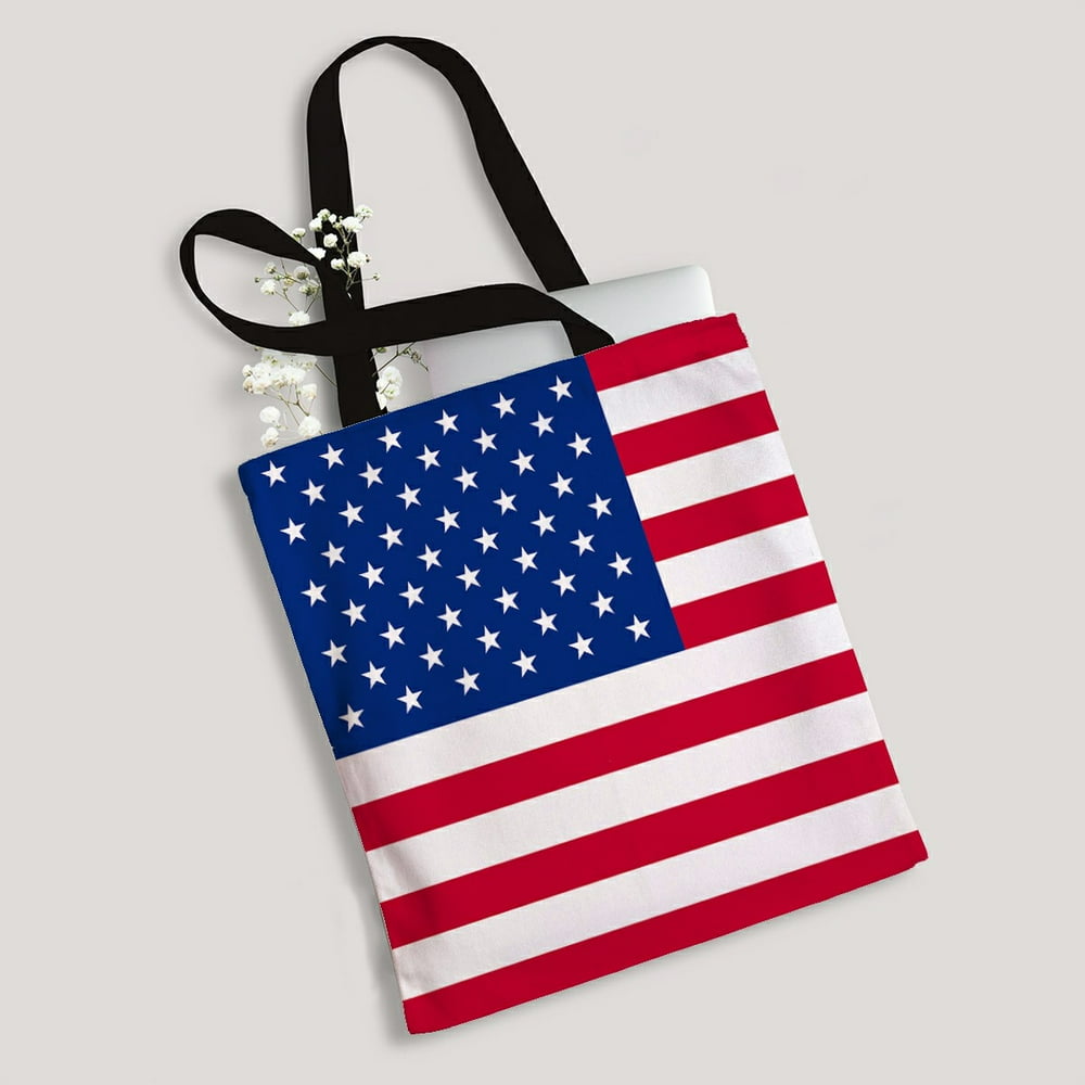 ABPHQTO American Flag Canvas Bag Reusable Tote Grocery Shopping Bags