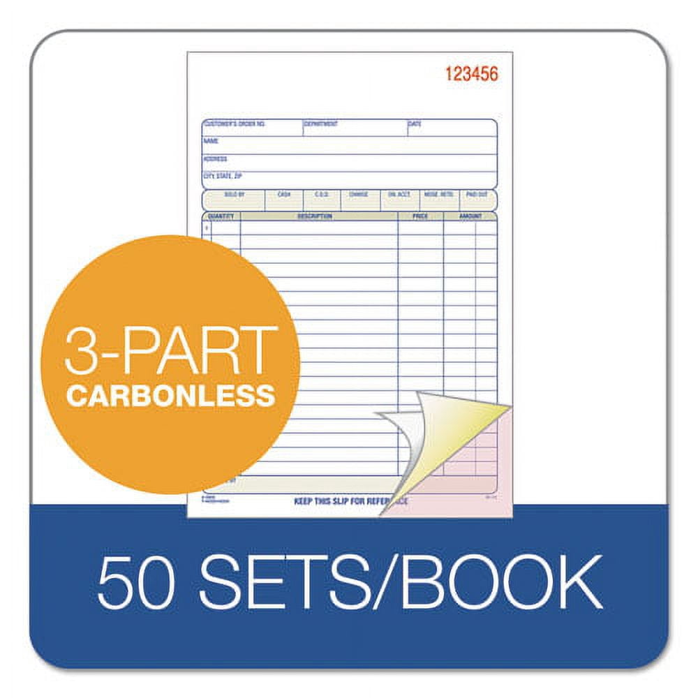 Adams TOPS Sales/Order Book, Three-Part Carbonless, 7.95 x 5.56, 50 Forms Total, Each