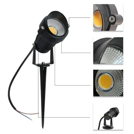 PBPBOX 2pcs Outdoor LED Cob Spotlight Stake Light for Pathway and Garden Floodlight with Ground Spike for Patio and Events