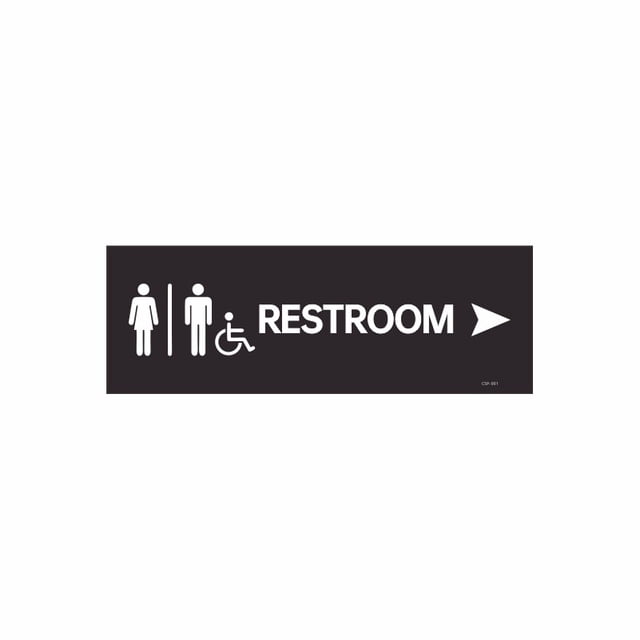 Calcomanía direccional de vinilo para letreros de baño, PVC, 5 x 15 cm