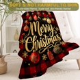 thumbnail image 2 of Christmas Decorative Throw Blanket Ornament on Red Plaid Lettering Print Decoration, Soft Flannel Winter Blankets for Couch Bed Sofa, Holiday Home Decor, Xmas Festival Gifts 60x80 Inch, 2 of 6