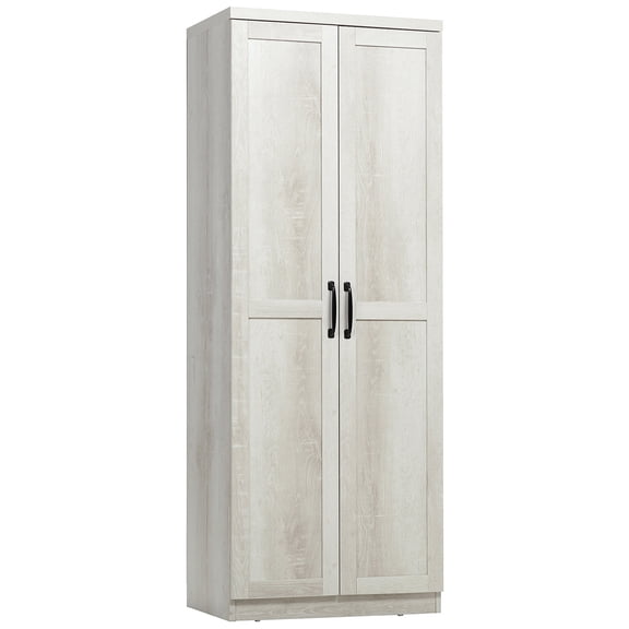 Wooden Sideboards HOMCOM 63" 2-Door Kitchen Pantry, Freestanding Storage Cabinet with 5-tier Shelving and 2 Adjustable Shelves for Dining Room, Antique White,Sideboards With Storage