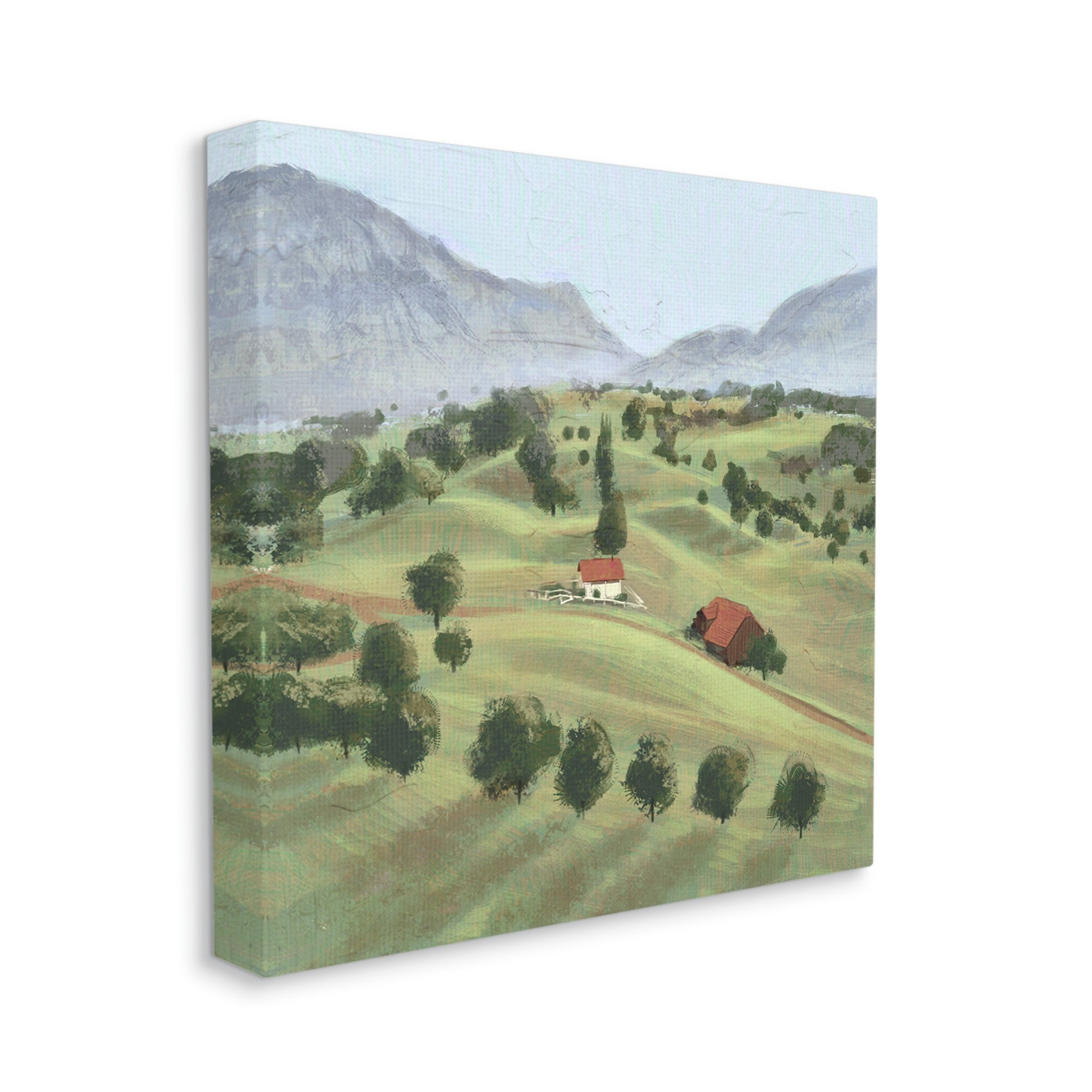 Stupell Industries Scenic Countryside Sloped Hills Distant Rural Cottages Painting Gallery Wrapped Canvas Print Wall Art, Design by Ziwei Li