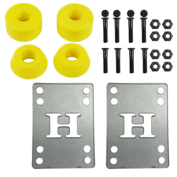 Skateboard Bushings Med 94 with Clear Riser Pads and 1" Phillips Hardware