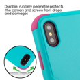 thumbnail image 5 of MyBat Tuff Hard Hybrid Plastic TPU Cover Case for Apple iPhone X XS edition 5.8" (2017) - Teal/Hot Pink, 5 of 5
