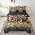 thumbnail image 2 of Sepia Brown Leopard Print Bed in a Bag King Size Comforter Set 7 Pieces,Gold Sequins Print Sheet Set with Comforter,Animal Cheetah Bedding Set African Animals Bed Set Spot Western Decor, 2 of 6