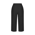 thumbnail image 4 of REALiKUN Womens Capri Pants Side Slit Wide Leg Casual Pant Cotton Linen Palazzo Pants Cropped Yoga Lounge Pants, 4 of 5
