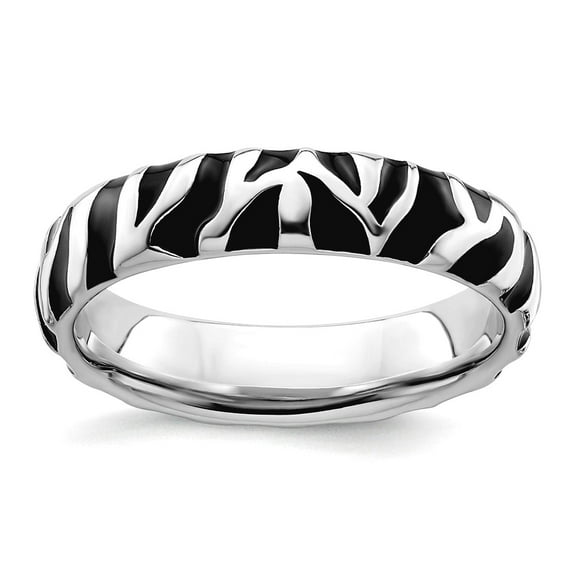 925 Sterling Silver Stackable Polished Enameled Animal Print Ring Size 7 Stackable Ring for Women