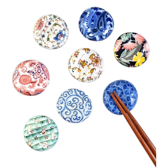 Qeeadeea/ Japanese Ceramic Chopstick Holders, Chopstick Rests 8 Pack, Dinner Chopstick Stand For Home Decoration, Fork, Knife-mixed color-set of 8