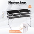 thumbnail image 3 of QueipA 4ft Portable Folding Camping Table, Outdoor Waterproof Adjustable Height Table, Aluminum Lightweight Suitcase Foldable Table for Picnic BBQ Beach Dining, 3 of 15