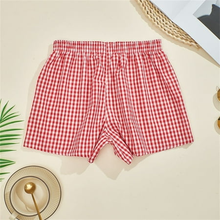 Valueadd Womens Boxer Shorts Casual Summer Cotton Pajama Lounge Sleep Pj Gingham Plaid Shorts Y20K Beach Bottoms