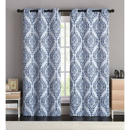 - VCNY Home London Damask Printed Blackout Grommet Top Window Curtain Panel - Set of Two, Multiple Sizes and Colors Available