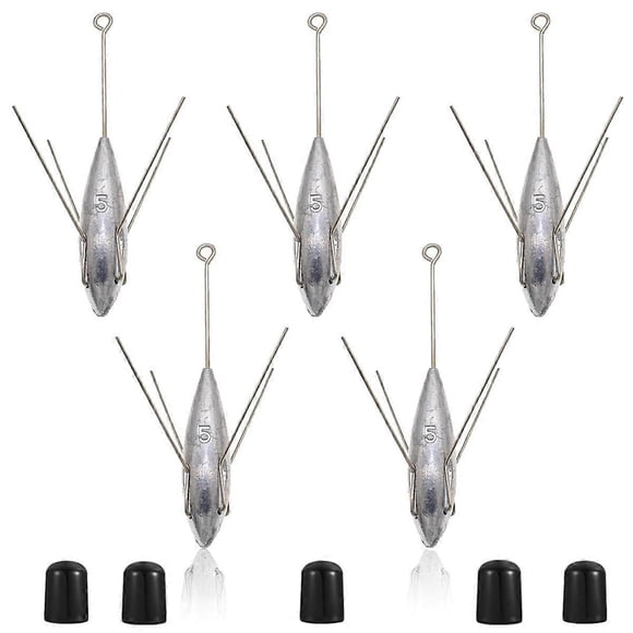 5 Pcs Sputnik Sinker Fishing Equipment Long Tail Fishing Weights Lead Saltwater Surf Casting Sinkers, 5.0 Ounces