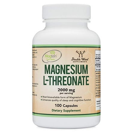 Magnesium L Threonate Capsules - High Absorption Generic Supplement - Most Bioavailable Form - 2,000 mg - 100 (Best Absorbed Magnesium Supplement)