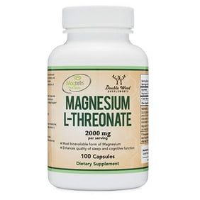 Magnesium L Threonate Capsules - High Absorption Generic Supplement - Most Bioavailable Form - 2,000 mg - 100 Capsules