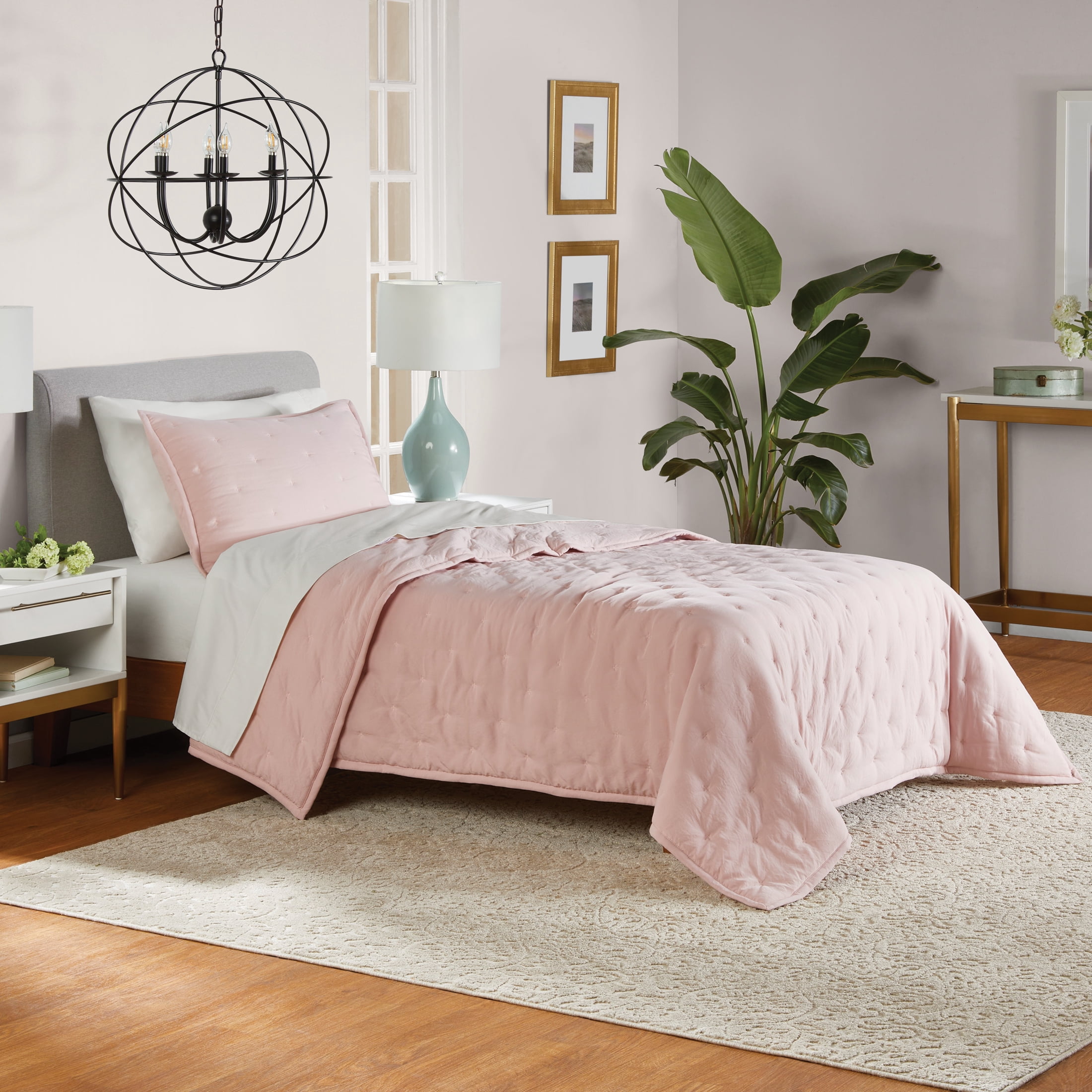 Mainstays Twin/Twin XL Comforter Set, All-Season, 2-Piece, Pink