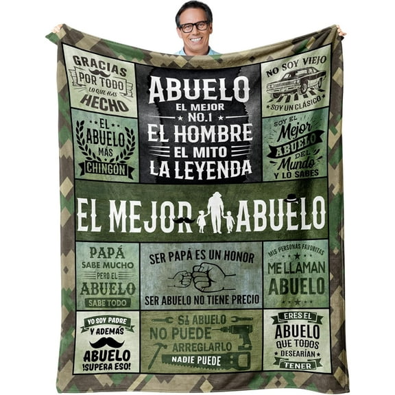 Fathers Day Abuelo Gifts Throw Blanket 60" x 50", Regalos para Abuelo, Gifts for Abuelos from Grandchildren/Grandkids, Abuelito Gifts in Spanish, Best Abuelo Gift, Fathers Day Grandpa Gifts Spanish