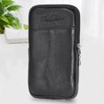 thumbnail image 6 of fankhu Men Vintage Pure Color Cowhide Small Waist Packs Wallet Phone Bag (Black), 6 of 9