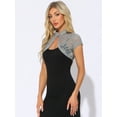 thumbnail image 3 of DARING DIVA Women's Lace Cardigan Stand Collar Short Shrugs M Dark Grey, 3 of 6