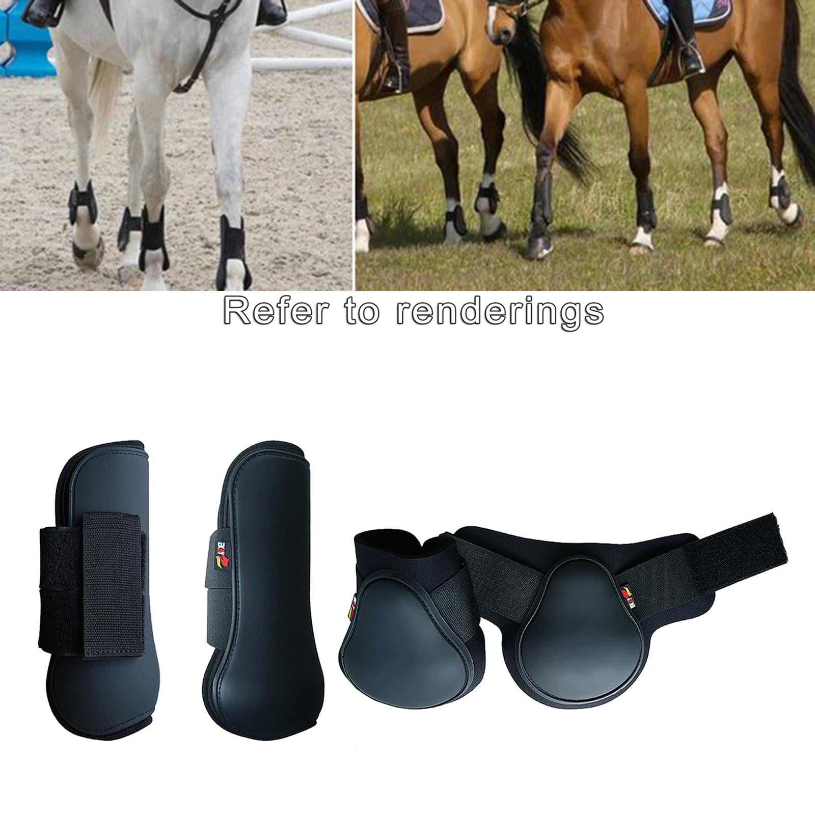 Equestrian Horse Tendon Fetlock Boots Set of 4 Training Adjustable Guards 