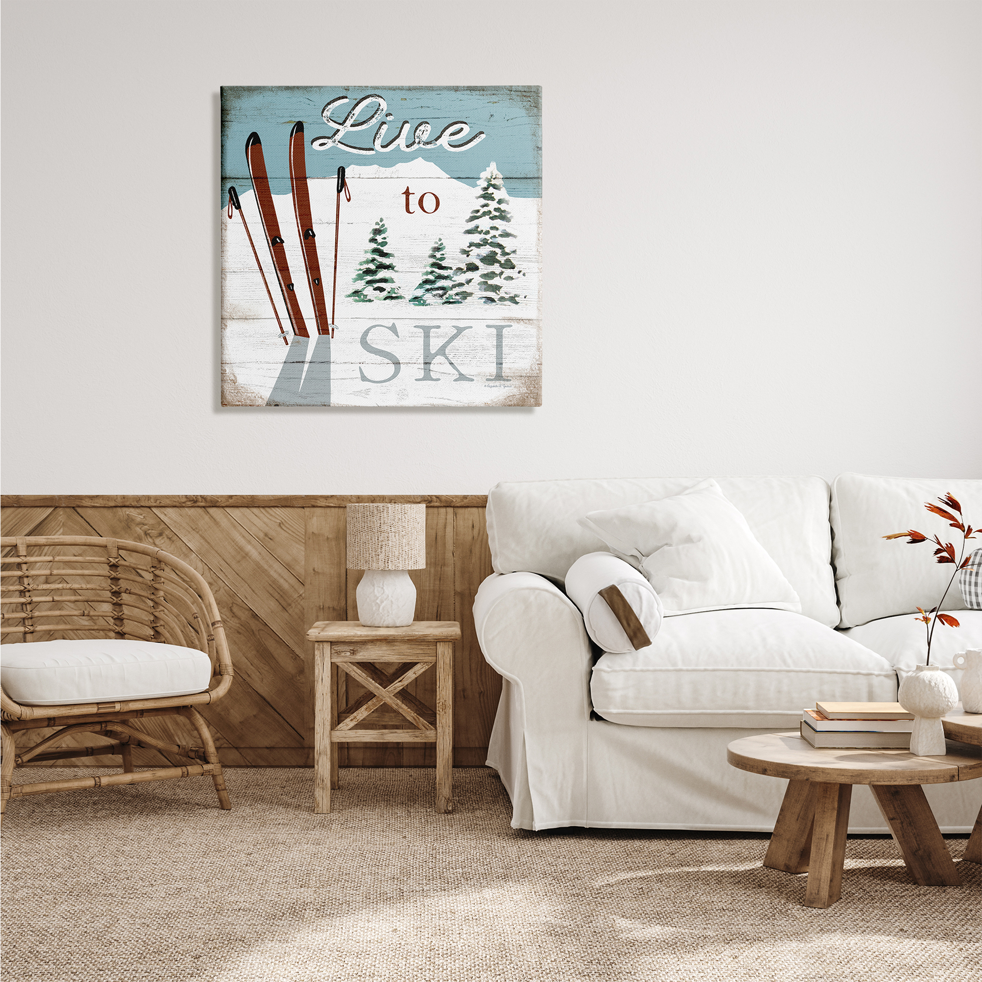 Stupell Industries Live To Ski Rustic Snow Sports Rustic Cabin, 30 x 30, Design by Elizabeth Tyndall
