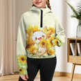thumbnail image 7 of Uourmeti Sunflower Cartoon Axolotl Youth Zip Up Sweatshirt with Pocket Quarter Zip Up Design Lightweight Athletic Wear Soft Casual Pullover Top Size 13-14, 7 of 7