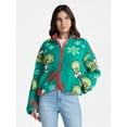 thumbnail image 2 of The Grinch Women’s Christmas Print Woobie Fleece Jacket, Sizes XXS-XXL, 2 of 6