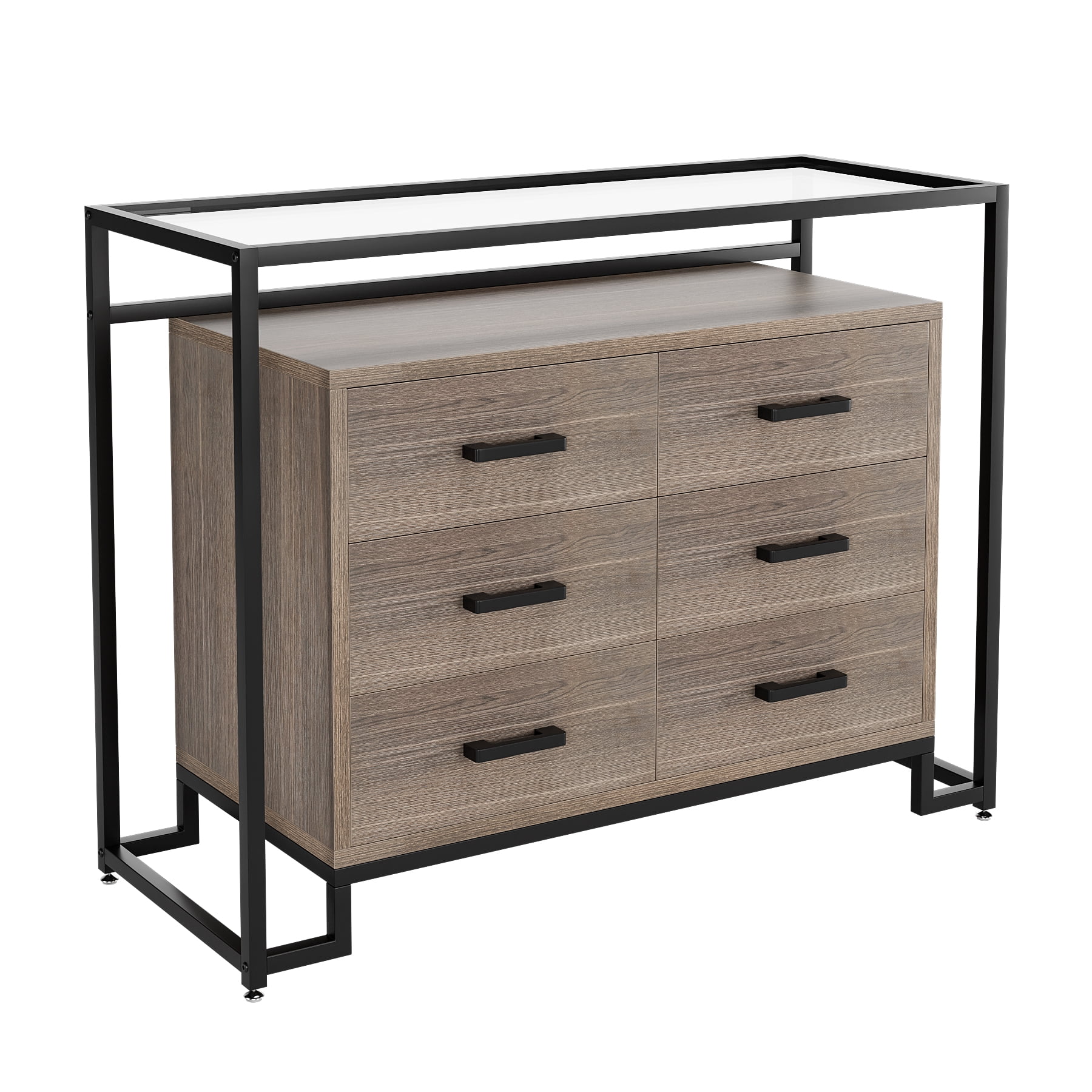 Tookss 6 Drawer Dresser, 39.4”W Wood Dresser Chest with Wide Storage ...
