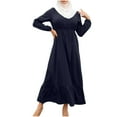 thumbnail image 2 of Njoeus Long Sleeve Midi Dresses for Women Casual Crew Neck Solid Boho Ruffle Flowy Long Maxi Dress, 2 of 9
