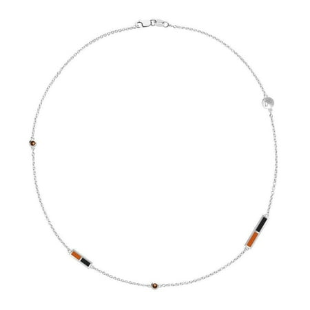 Tigers Logo Pendant University Of The Pacific - Tigers Logo Engraved Dark Citrine 5-Station Necklace In Dark Orange And Black ()