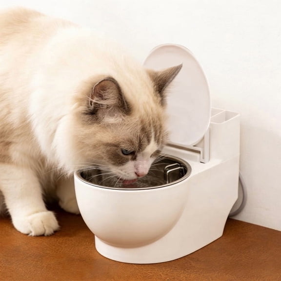 Pet Fun Toilet-Shaped Water Dispenser, Novelty Design Drinking Fountain for Dogs and Cats, Cute Bathroom-Themed Water Dispenser for Pet Hydration