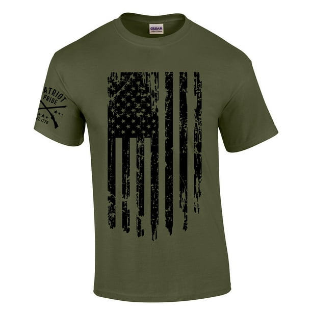 Patriot Pride Men's Distressed American Flag Patriotic Short Sleeve T ...
