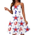 thumbnail image 2 of SAATLERI July 4th Dresses for Women Flag Print Spaghetti Strap Flag Dress A Line Sleeveless Dressy Punk Party Dress, 2 of 5