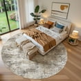 thumbnail image 2 of UERMEI 8'x8' Round Washable Area Rugs for Living Room, Modern Abstract Printed Rug, Vacuum-Friendly, Non Slip Indoor Rug for Bedroom Entryway Home Decor Carpet, Gold Brown, 2 of 6
