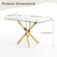 thumbnail image 3 of 47 Inch Glass Dining Table Set for 4, Modern Rectangular Glass Kitchen Table with 4 Upholstered Velvet Chairs, Space-Saving Dining Room Set for Living Room, Kitchen, Apartment - Black Gold, 3 of 8