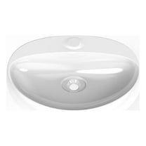 Pemberly Row Ceramic Oval Wall Mount Bathroom Sink in Glossy White