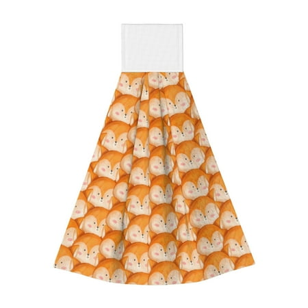 

Disketp Cute Fox Faces Pattern Hanging Kitchen Towel Tie Towels Tea Bar Dish Cloths Dry Towel for Laundry Room Decor (18*14in)