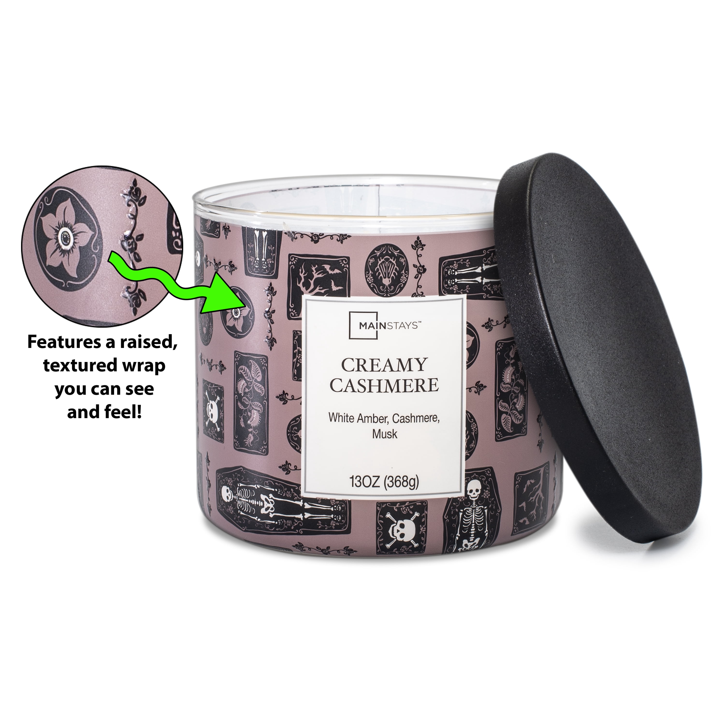 Mainstays Creamy Cashmere Scented 3-Wick Candle, 13 oz